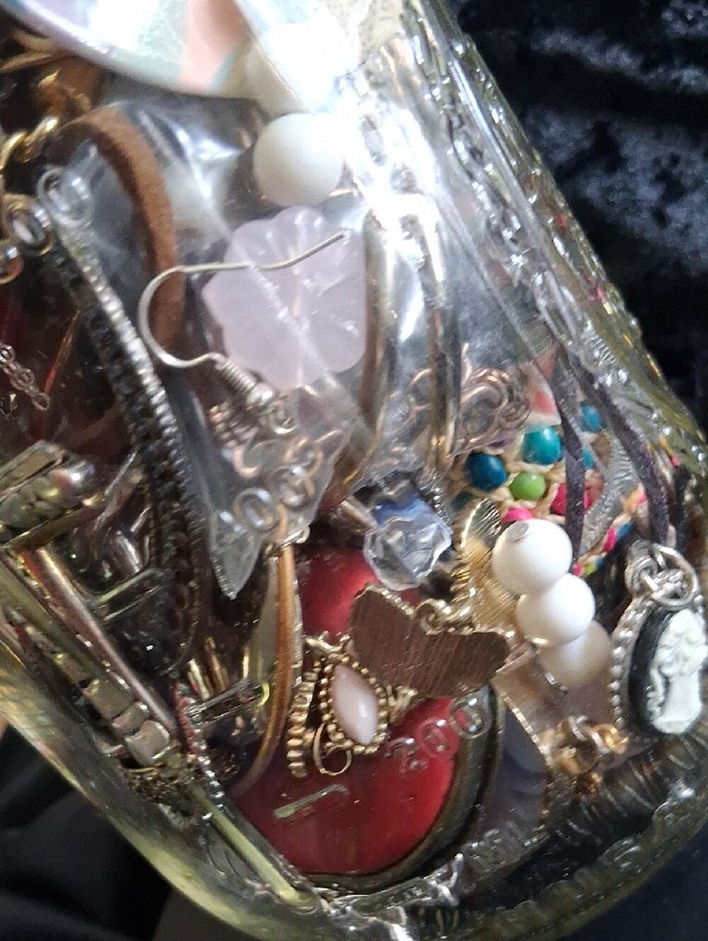 Jewelry Jar Lot Of Mixed Bracelets Earrings Necklaces & Rings - Picture 12 of 14